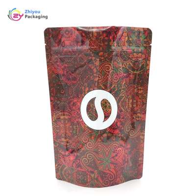 Custom printed ziplock aluminum foil stand up coffee packaging bags with valve