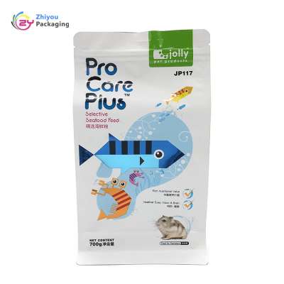 Custom digital printing dog food ziplock packaging flat bottom plastic bag